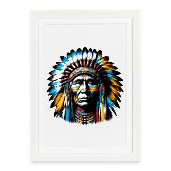 Amérindien Américain - Affiche encadrée (27 × 37 cm) - blanc - Devant