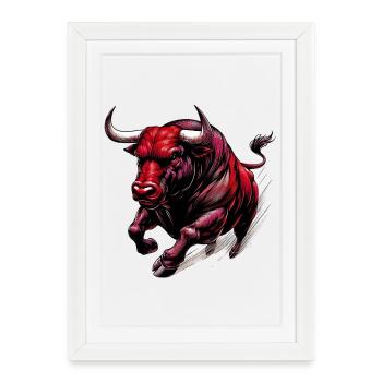 Taureau - Affiche encadrée (27 × 37 cm) - blanc - Devant