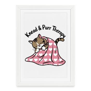 Purring Nap Under Heart Blanket - Framed poster (27 × 37 cm) - white - Front