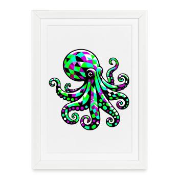 Octopus - Framed poster (27 × 37 cm) - white - Front