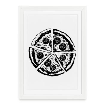 Dessin de pizza - Affiche encadrée (27 × 37 cm) - blanc - Devant
