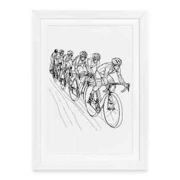 Cyclist Line Drawing - Framed poster (27 × 37 cm) - white - Front