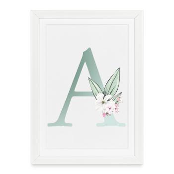 Un monogramme, floral, personnalisable - Affiche encadrée (27 × 37 cm) - blanc - Devant