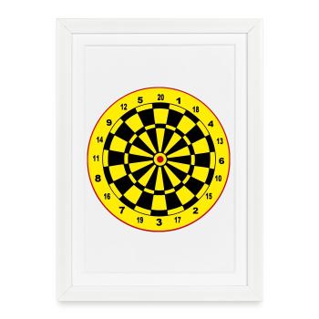 Fléchettes, fléchettes, fléchettes, autocollants, jeu de fléchettes - Affiche encadrée (27 × 37 cm) - blanc - Devant