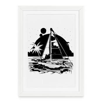 Dessin de voile - Affiche encadrée (27 × 37 cm) - blanc - Devant