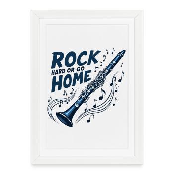 Clarinet Rock Hard or go Home - Framed poster (27 × 37 cm) - white - Front