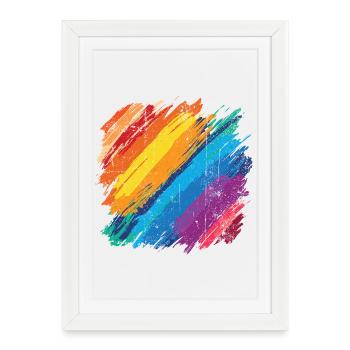 Vibrant Rainbow Brush Stroke Artwork - Framed poster (27 × 37 cm) - white - Front