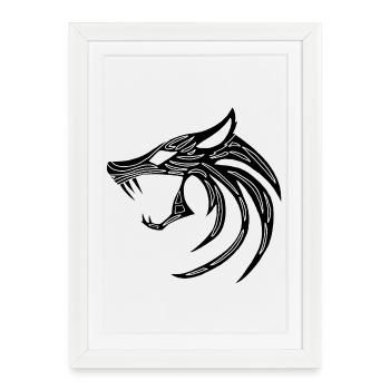 Loup démoniaque noir - Affiche encadrée (27 × 37 cm) - blanc - Devant