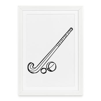 Field hockey stick and ball - Framed poster (27 × 37 cm) - white - Front