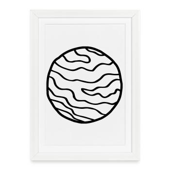 Planète Simple Space Doodle - Affiche encadrée (27 × 37 cm) - blanc - Devant