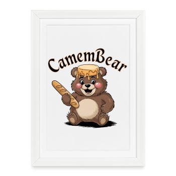 Bear with honey and baguette - Framed poster (27 × 37 cm) - white - Front