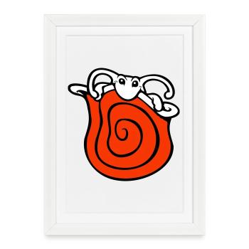 Coquille d’escargot escargot se cache mignon timide - Affiche encadrée (27 × 37 cm) - blanc - Devant