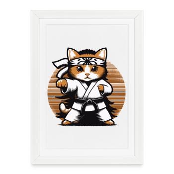 Conception du Dojo de Karaté Chat Kawaii - Affiche encadrée (27 × 37 cm) - blanc - Devant