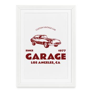 Voiture vintage sur mesure – Garage Los Angeles - Affiche encadrée (27 × 37 cm) - blanc - Devant