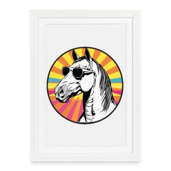 Lunettes de soleil décontractées à motif cheval - Affiche encadrée (27 × 37 cm) - blanc - Devant