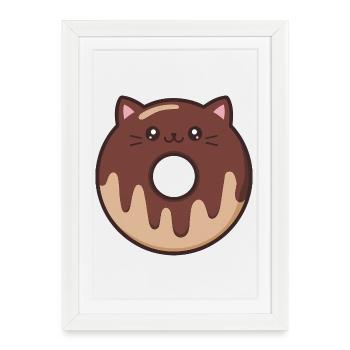 Cute Cat Donut - Framed poster (27 × 37 cm) - white - Front