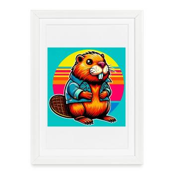 castor - Affiche encadrée (27 × 37 cm) - blanc - Devant