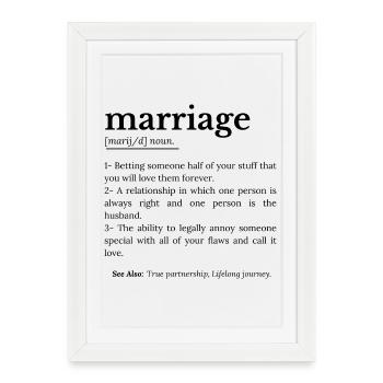 Marriage Funny definition - Framed poster (27 × 37 cm) - white - Front
