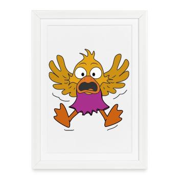 Le Petit Canard remarqua le spectateur - Affiche encadrée (27 × 37 cm) - blanc - Devant