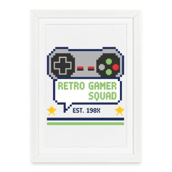 Retro Gamer Squad - pour les joueurs - Affiche encadrée (27 × 37 cm) - blanc - Devant