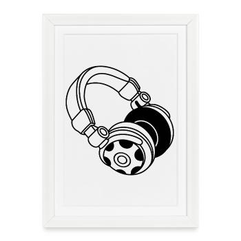 Headphone Silhouette: DJ & Music Vibes - Framed poster (27 × 37 cm) - white - Front