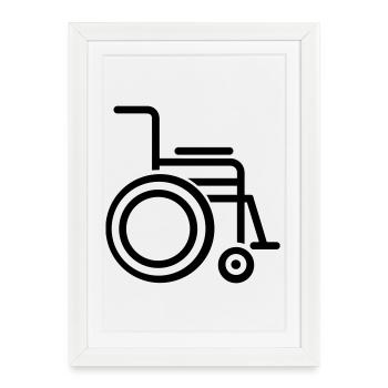 fauteuil roulant - Affiche encadrée (27 × 37 cm) - blanc - Devant