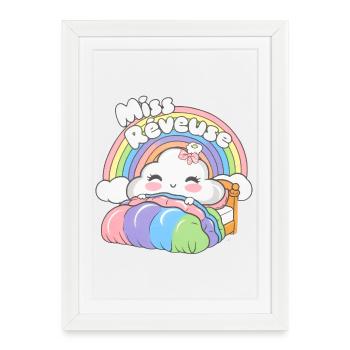 Miss Rêveuse Enfance Poétique et Imagination - Affiche encadrée (27 × 37 cm) - blanc - Devant