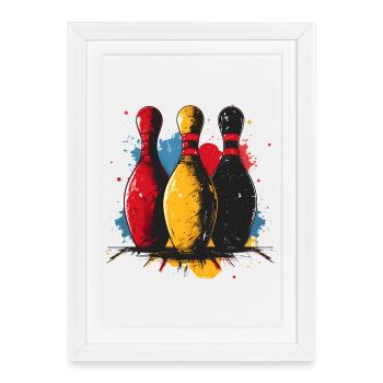 Croquis de bowling - Affiche encadrée (27 × 37 cm) - blanc - Devant