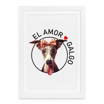 Galgo Liebeshund Schleifenband - Gerahmtes Poster (27 × 37 cm) - Weiß - Vorne