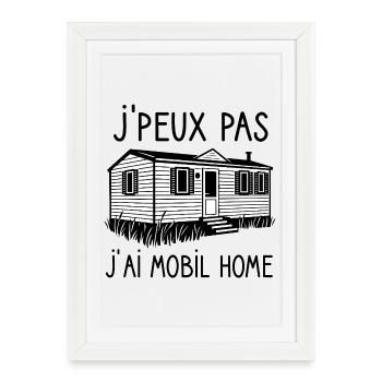 T-shirt mobil home camping humour - Affiche encadrée (27 × 37 cm) - blanc - Devant