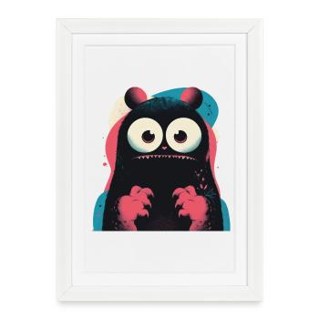 Kawaii Neon Monster - Framed poster (27 × 37 cm) - white - Front