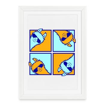 Four Colorful Llamas Tile Pattern 4 Pop Art Alpacas - Framed poster (27 × 37 cm) - white - Front