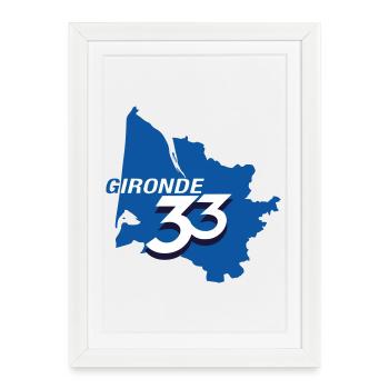 Carte Gironde 33 en Bleu - Affiche encadrée (27 × 37 cm) - blanc - Devant