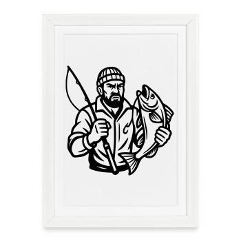 Pêcheur - Affiche encadrée (27 × 37 cm) - blanc - Devant