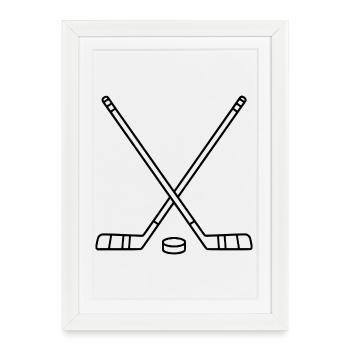 Art du hockey énergique -Hockey - Affiche encadrée (27 × 37 cm) - blanc - Devant
