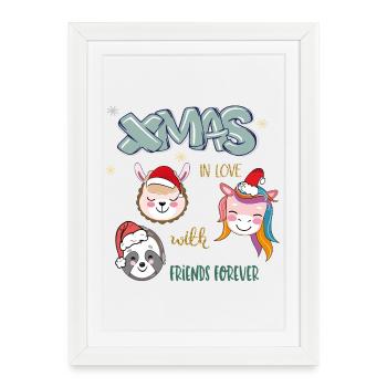 Amis de Noël - Affiche encadrée (27 × 37 cm) - blanc - Devant