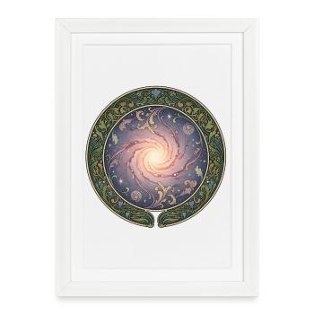 Galactic Rose Galaxy in the Vine Circle - Framed poster (27 × 37 cm) - white - Front