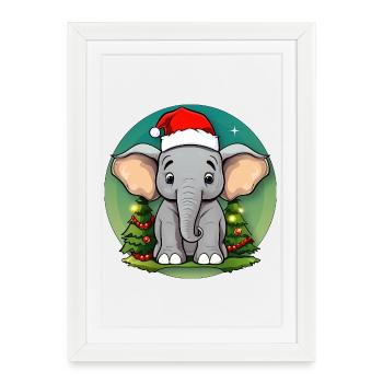 Elephant Christmas / Santa Claus Elephant - Framed poster (27 × 37 cm) - white - Front