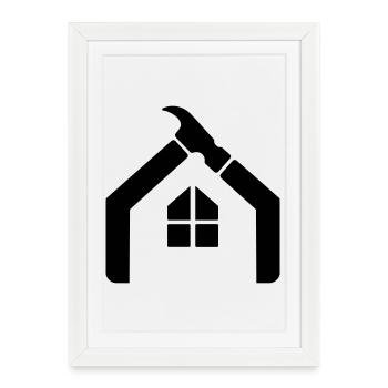 Logo d’artisan concierge – Marteau - Affiche encadrée (27 × 37 cm) - blanc - Devant