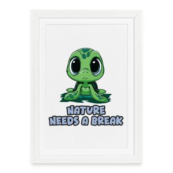 La nature a besoin d’une pause - Tortue - Affiche encadrée (27 × 37 cm) - blanc - Devant