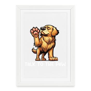 Parlez aux Golden Retrievers Paw Goldie Goldies - Affiche encadrée (27 × 37 cm) - blanc - Devant