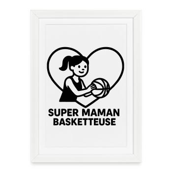 Super maman coiffeuse – Cœur coiffure - Affiche encadrée (27 × 37 cm) - blanc - Devant