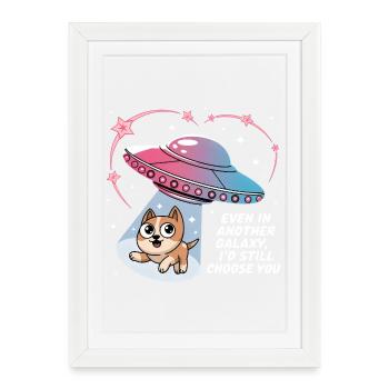 Love of Dogs Space Universe Science Fiction - Framed poster (27 × 37 cm) - white - Front