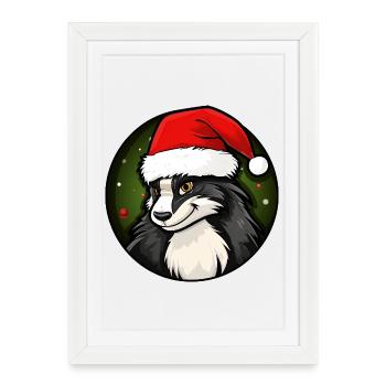 Skunk Père Noël - Affiche encadrée (27 × 37 cm) - blanc - Devant
