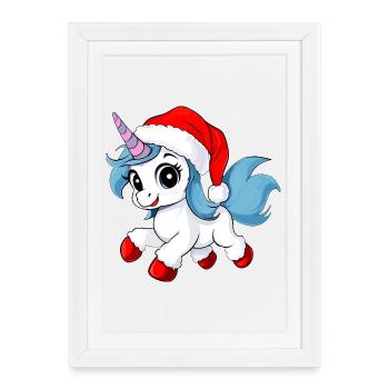 Noël des licornes - Affiche encadrée (27 × 37 cm) - blanc - Devant