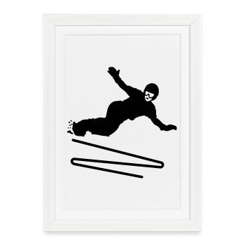 Planche à neige - Affiche encadrée (27 × 37 cm) - blanc - Devant