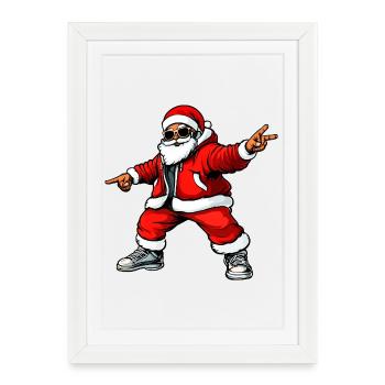 Paix Cool Père Noël - Affiche encadrée (27 × 37 cm) - blanc - Devant