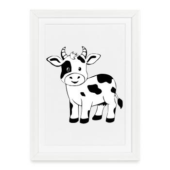 Vache Noire Fermière Cadeau Noire - Affiche encadrée (27 × 37 cm) - blanc - Devant