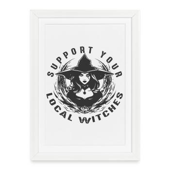 Humour noir des femmes sorcières - Affiche encadrée (27 × 37 cm) - blanc - Devant