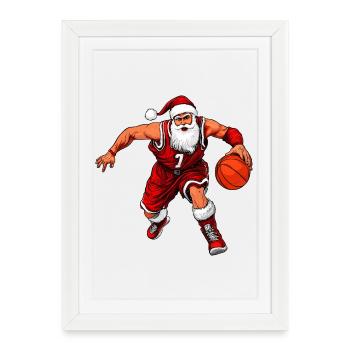 Basketball Players Christmas - Framed poster (27 × 37 cm) - white - Front